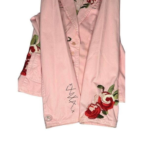 Johnny Was Blazer Jacket Womens M Pink  Floral Roses Embroidered JW Coat Medium - Picture 7 of 16
